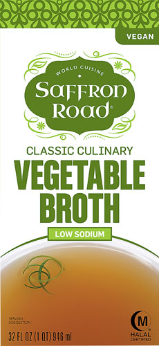 Saffron Road Vegetable Broth Low Sodium Classic Culinary -- 32 fl oz