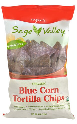 Sage Valley Organic Blue Corn Tortilla Chips -- 9 oz