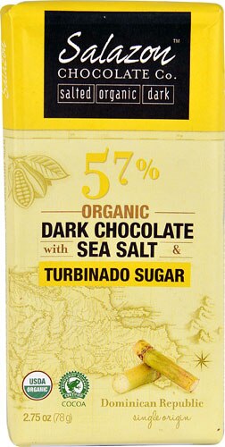 Salazon Chocolate Co. Organic Dark Chocolate Bar Sea Salt &amp; Turbinado Sugar -- 3 oz