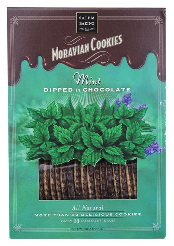 Salem Baking Moravian Cookie Thins Mint Dipped in Chocolate -- 8 oz