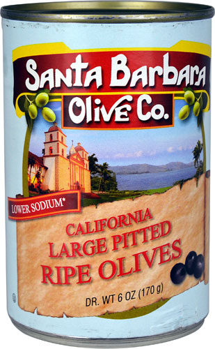 Santa Barbara Olive Co. California Large Pitted Ripe Olives -- 6