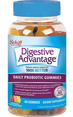 Schiff Digestive Advantage Gummies Daily Probiotic for Gut Health Natural Fruit