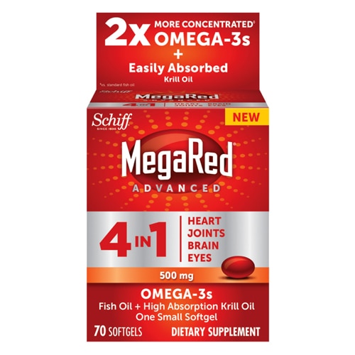 Schiff MegaRed Advanced 4 in Extra Strength Softgels Fish + Krill Oil Omega 3 -- 500 mg - Softgels - Vitacost