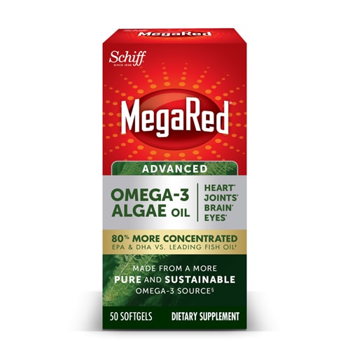 Schiff MegaRed Advanced Softgels Algae Oil Omega 3 Supplement -- 630 mg - 50 Softgels