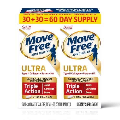 Schiff Move Free Ultra Coated Tablets Triple Action Joint Health Collagen -- 60 Coated Tablets