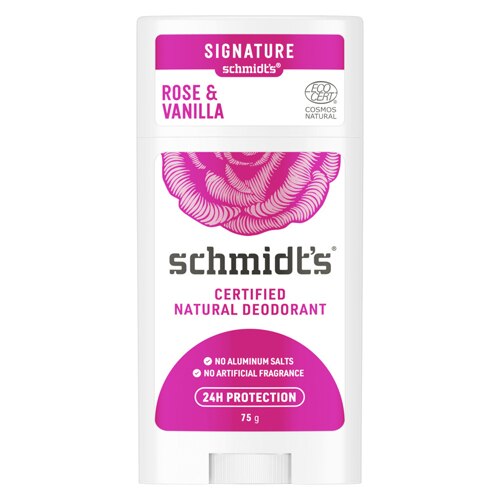 Schmidt's Aluminum-Free 24-Hour Odor Protection Rose & Vanilla Vegan Natural Deodorant Stick