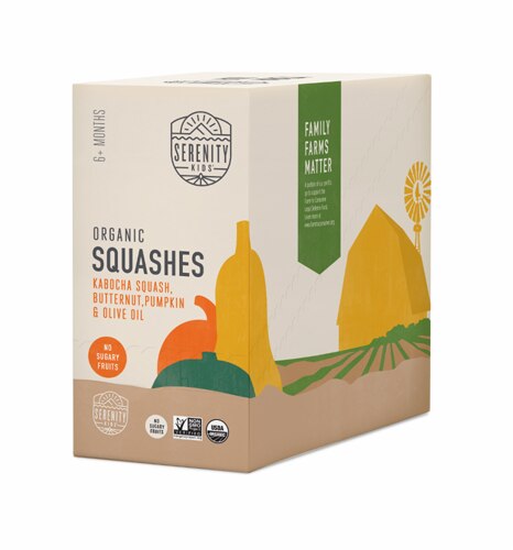 Serenity Kids Organic Baby Food Puree Stage 2 Pouch Squashes
