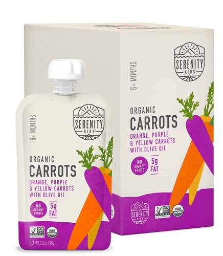Serenity Kids Organic Baby Food Stage 2 Puree Pouch Carrot Medley