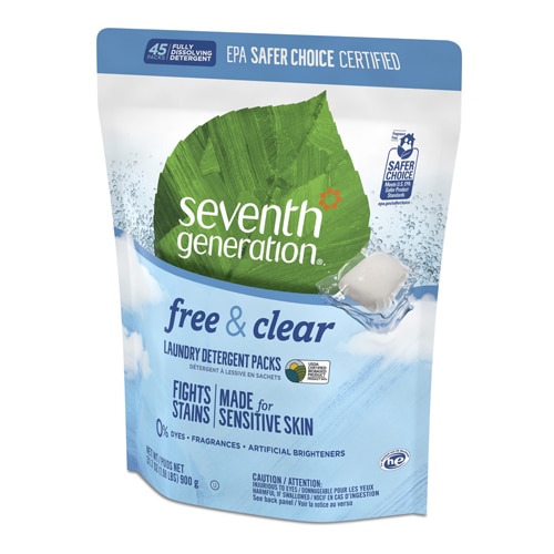 Seventh Generation Fragrance Free for Sensitive Skin Laundry Detergent Packs Free & Clear -- 45 Packets
