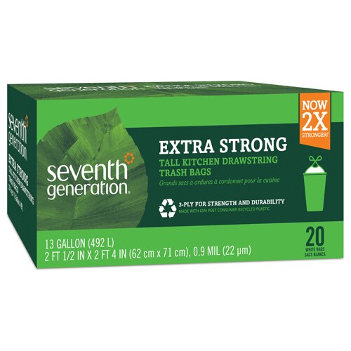 Seventh Generation Kitchen Garbage Bags Extra Strong 13 Gallon -- 20 Bags