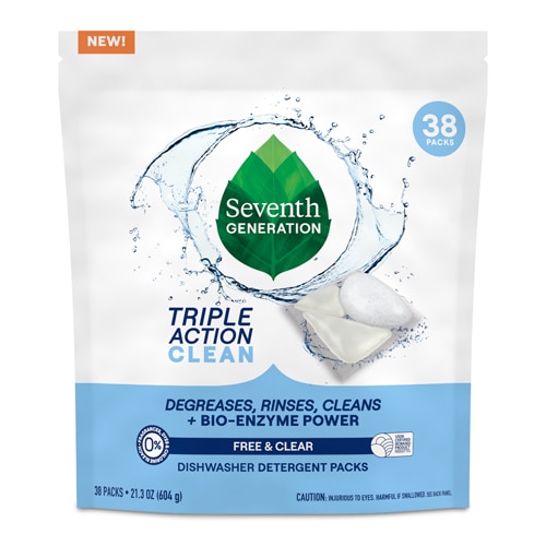 Seventh Generation Triple Action Dishwasher Detergent Packs Free & Clear