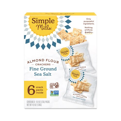 Simple Mills Almond Flour Crackers Gluten Free Fine Ground Sea Salt -- 6 Packs