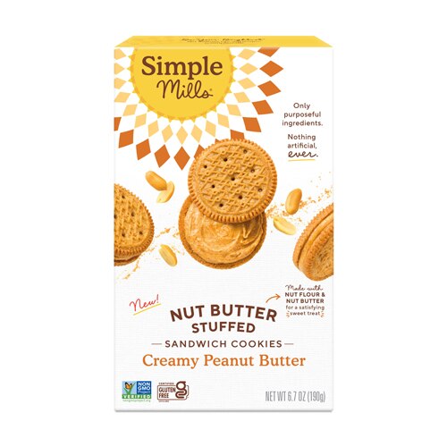 Simple Mills Nut Butter Stuffed Sandwich Cookies Peanut Butter -- 6.7 oz