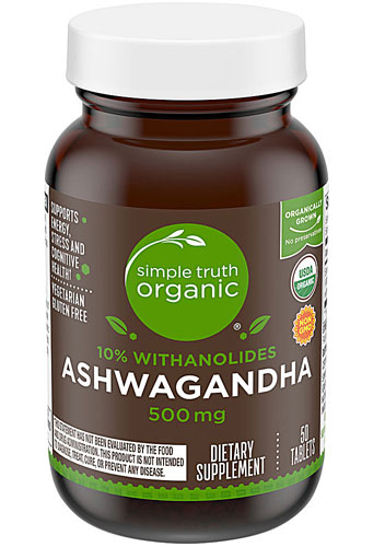 Simple Truth Organic Ashwagandha -- 500 mg - 50 Tablets