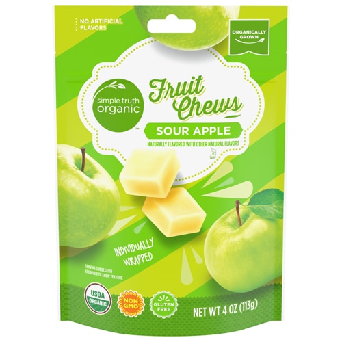 Simple Truth Organic Fruit Chews - Individually Wrapped Sour Apple -- 4 oz