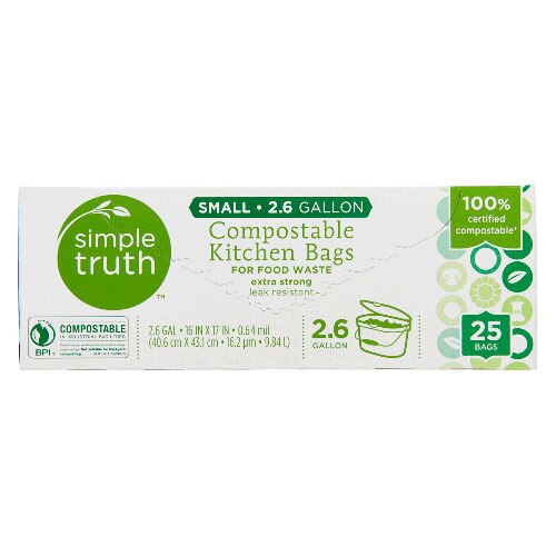 Simple Truth Small 2.6 Gallon Compostable Kitchen Trash Bags