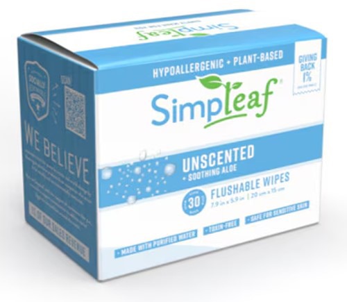 Simpleaf Flushable Wipes Single Wipes Unscented