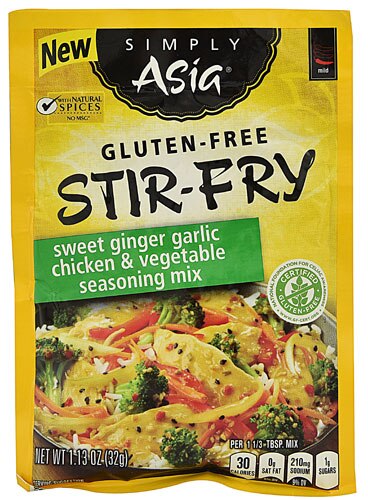 Simply Asia Gluten Free Stir-Fry Seasoning Mix Sweet Ginger Garlic Chicken &amp; Vegetable -- 1.13 oz