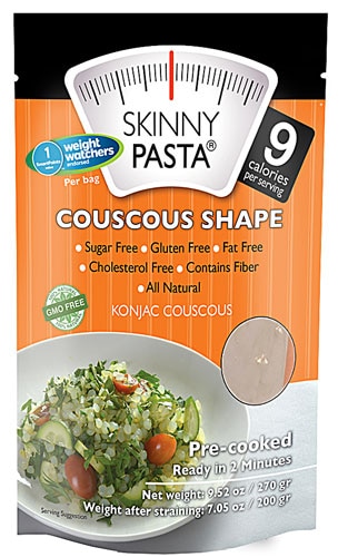 Skinny Pasta Konjac 9 Calories per Serving Couscous Shape Pasta Gluten Free -- 9.52 oz