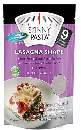 Skinny Pasta Konjac 9 Calories per Serving Lasagna Shape Pasta Gluten Free -- 9.52 oz