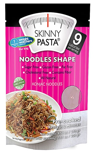 Skinny Pasta Konjac 9 Calories per Serving Noodles Shape Pasta Gluten Free -- 9.52 oz