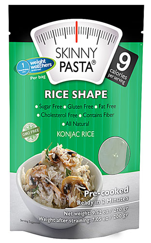 Skinny Pasta Konjac 9 Calories per Serving Rice Shape Pasta Gluten Free -- 9.52 oz