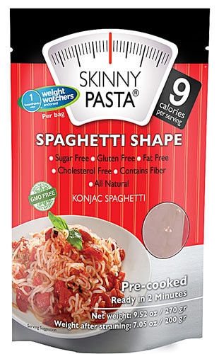 Skinny Pasta Konjac 9 Calories per Serving Spaghetti Shape Pasta Gluten Free -- 9.52 oz