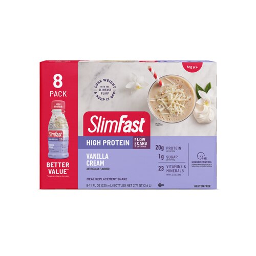 SlimFast High Protein Meal Replacement Shakes Vanilla Cream -- 8 Pack