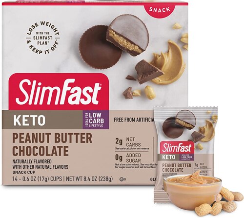 SlimFast Keto Fat Bomb Peanut Butter Cup Snack -- 14 Cups