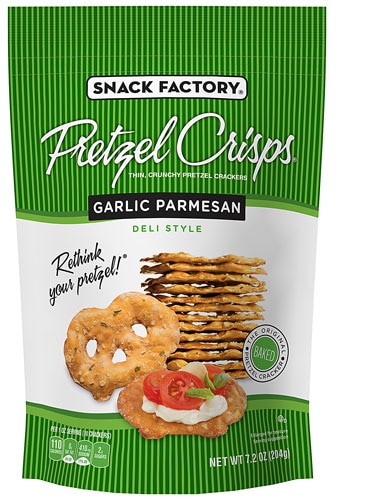 Snack Factory Pretzel Crisps Deli Style Garlic Parmesan -- 7.2 oz