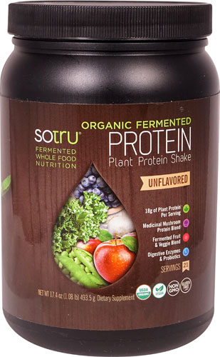 SoTru Organic Fermented Plant Protein Shake Unflavored -- 21 Servings