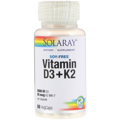 Solaray Vitamin D3 Plus K2 60 Vegcaps