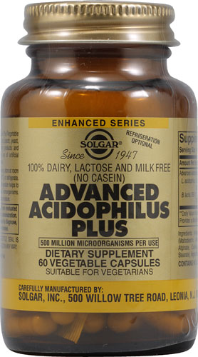 Solgar Advanced Acidophilus Plus -- 500 million - 60 Vegetable Capsules