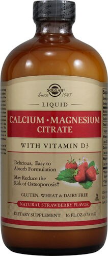Solgar Calcium Magnesium Citrate Liquid with Vitamin D3 Natural Strawberry