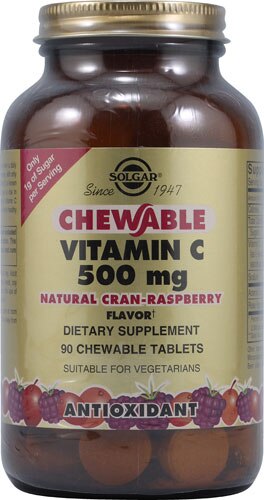 Solgar Chewable Vitamin C Cran-Raspberry -- 500 mg - 90 Chewable Tablets
