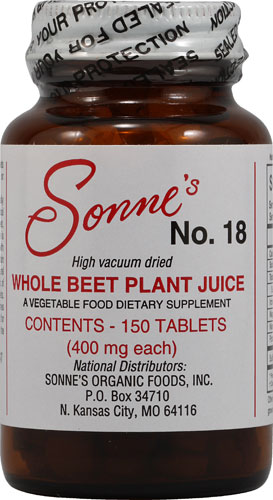 Sonne's Whole Beet Plant Juice No 18 -- 400 mg - 150 Tablets