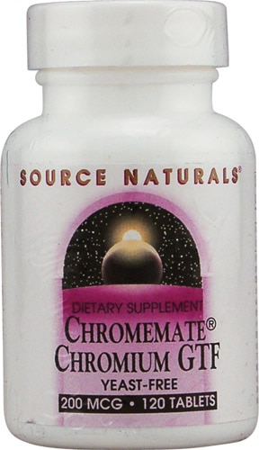 Source Naturals Chromemate® Chromium GTF Yeast Free -- 200 mcg - 120 Tablets