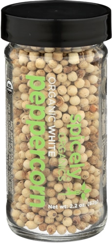 Spicely Organics White Peppercorns Jar -- 2.2 oz