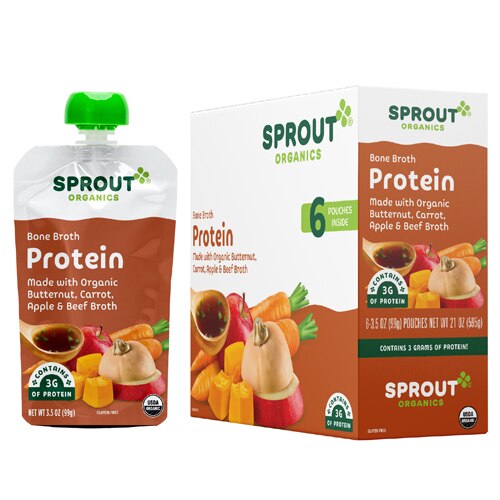 Sprout Organic Baby Food Butternut Carrot & Apple Seasoned with Beef Broth Stage 2 -- 3.5 oz Each / Pack of 6