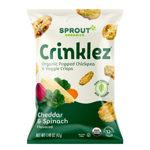 Sprout Organic Baby Food Crinklez Popped Veggie Snack Cheddar & Spinach -- 1.48 oz