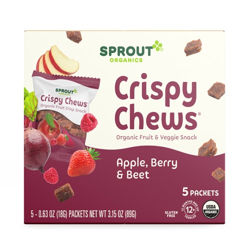 Sprout Organic Baby Food Crispy Chews Red Fruit Beet & Berry with Crispy Brown Rice -- 5 Pouches