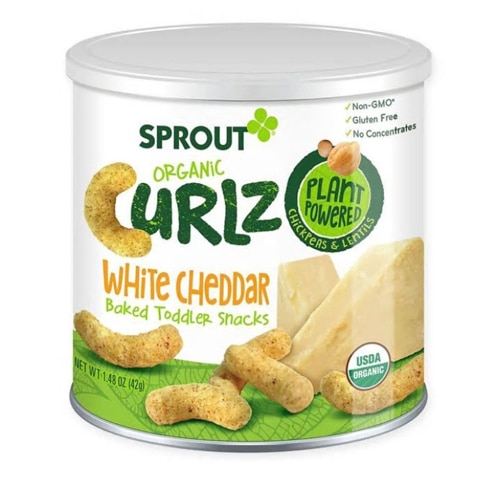 Sprout Organic Baby Food Curlz Baked Toddler Snacks White Cheddar Cheese -- 1.48 oz