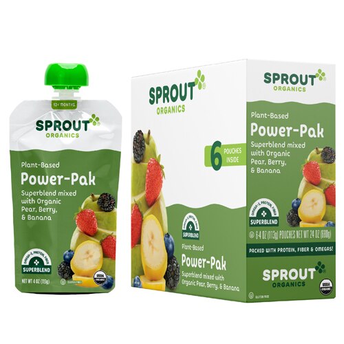 Sprout Organic Baby Food Power Pak Pear with Superblend Berry Banana T 12 Months & Up -- 4 oz Each / Pack of 6