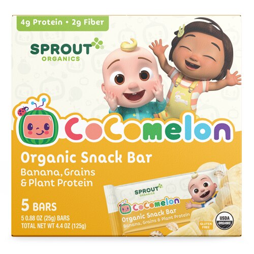 Sprout Organic Baby Food Snack Bar Banana Grains Plant Protein 2 Years + Up -- 5 Bars