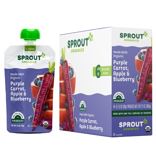 Sprout Organic Baby Food Stage 2 Baby Food Purple Carrot Apple Blueberry