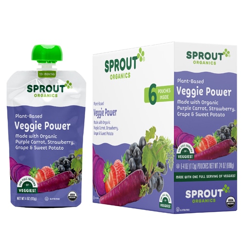 Sprout Organic Baby Food Veggie Power Purple Carrot with Strawberry Grape & Sweet Potato