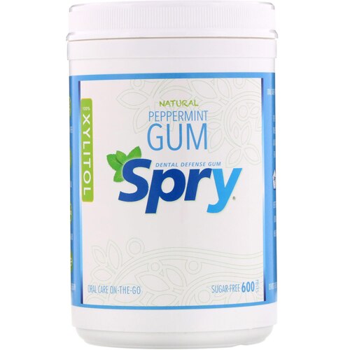 Spry, Dental Defense, Xylitol Peppermint Chewing Gum, 100 Pcs