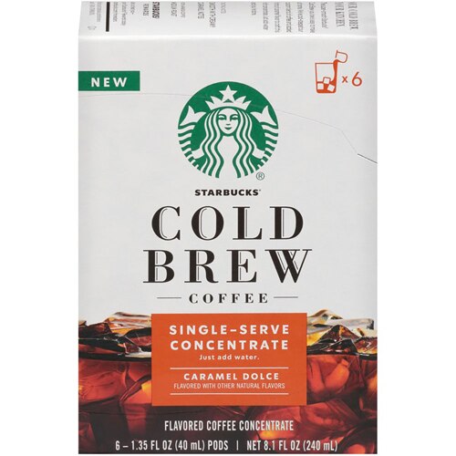 Starbucks Cold Brew Single Serve Concentrate Pods Caramel Dolce -- 6 Pods