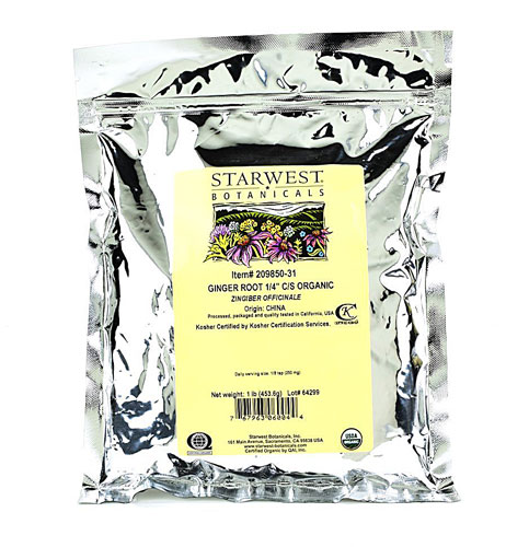 Starwest Botanicals Organic Ginger Root 1/4" Cut and Sifted