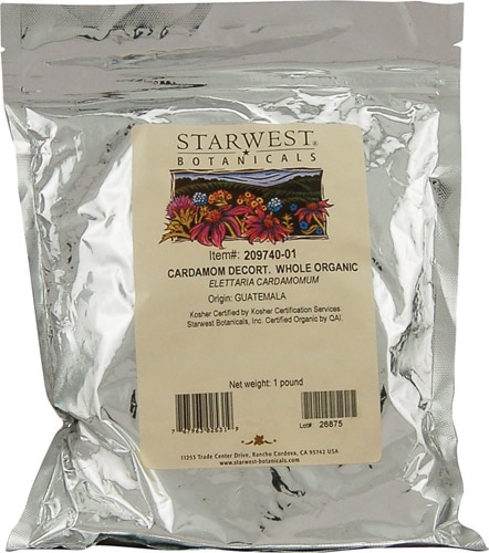 Starwest Botanicals Organic Decorticated Cardamom Seeds Whole -- 1 lb